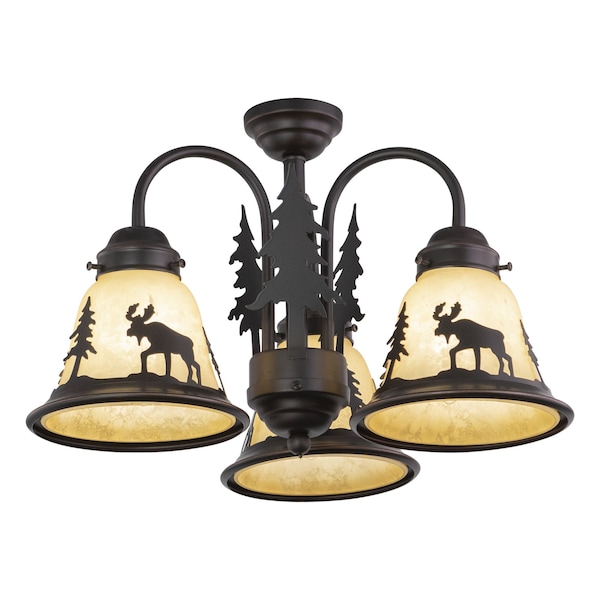 Vaxcel Yellowstone 3L LED Bronze Rustic Moose Mini Chandelier or Fan Light Kit LK55616BBZ-C - main
